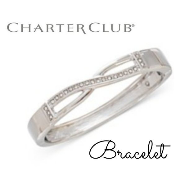 NEW Charter Club CrissCross Bangle Bracelet Silver - Picture 2 of 9
